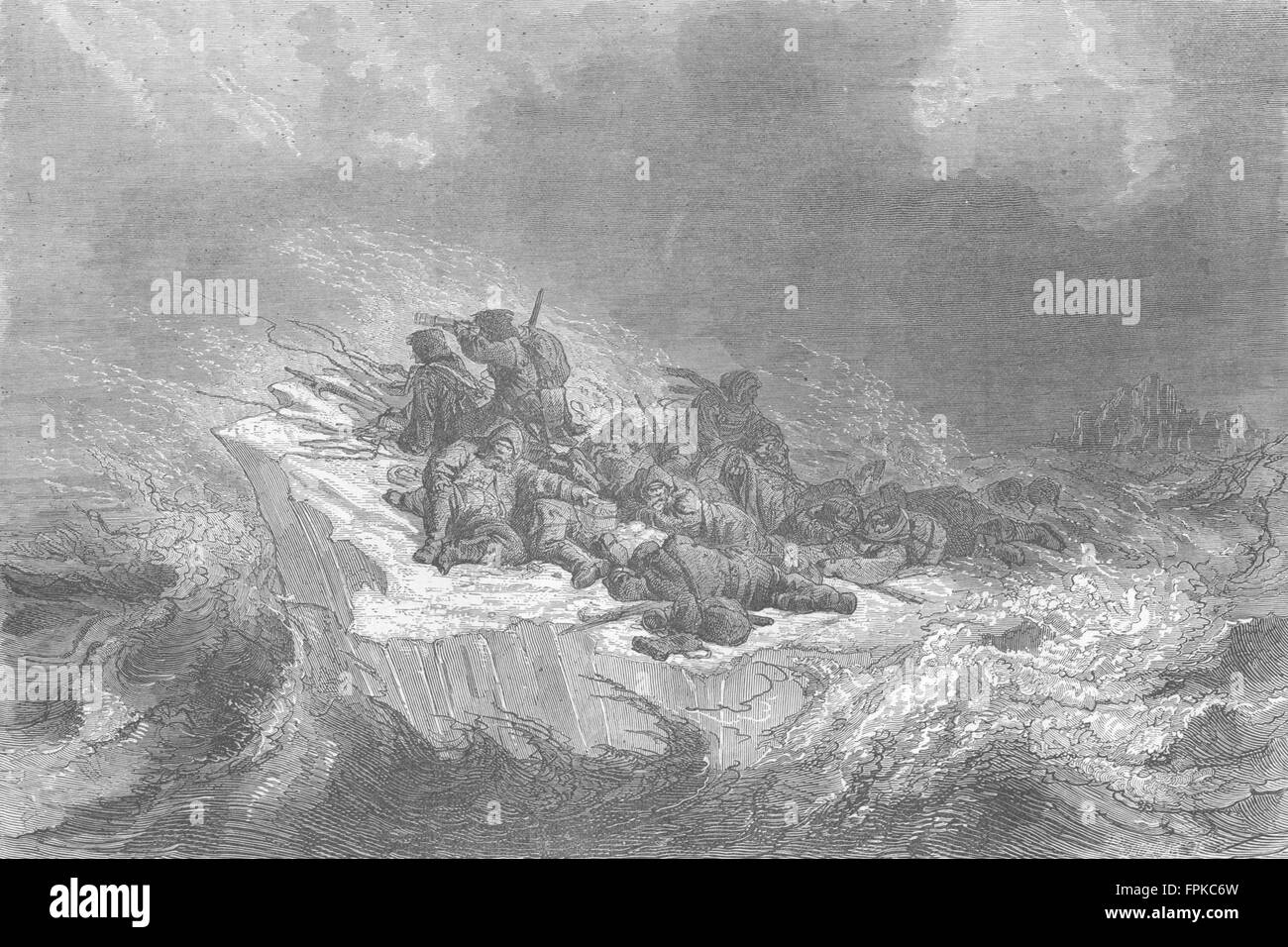 ARCTIC: German voyages: crew of Hansa, Ice-floe, antique print 1880 Stock Photo