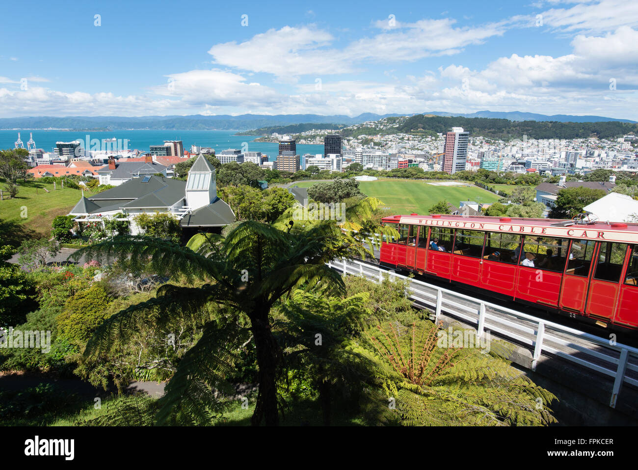 Wellington city view from the Cable Car at New Zealand capital city - Wellington Stock Photo