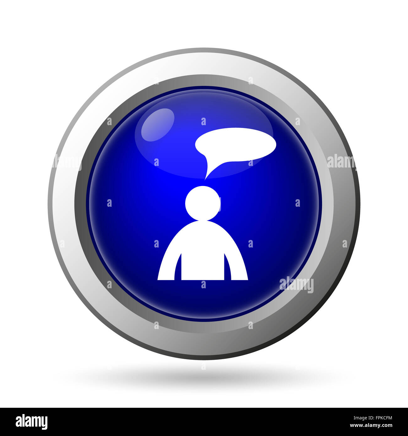 Comments icon - man with bubble Stock Photo - Alamy