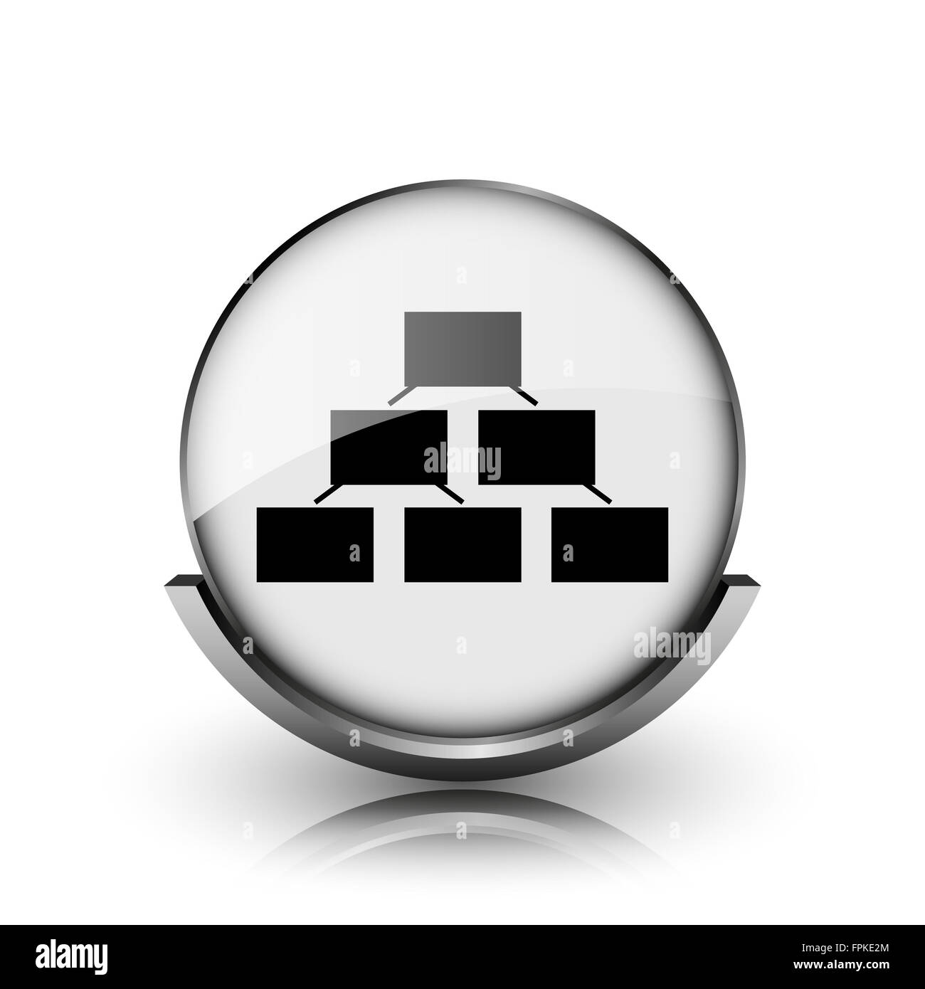 Organizational chart icon. Shiny glossy internet button on white ...
