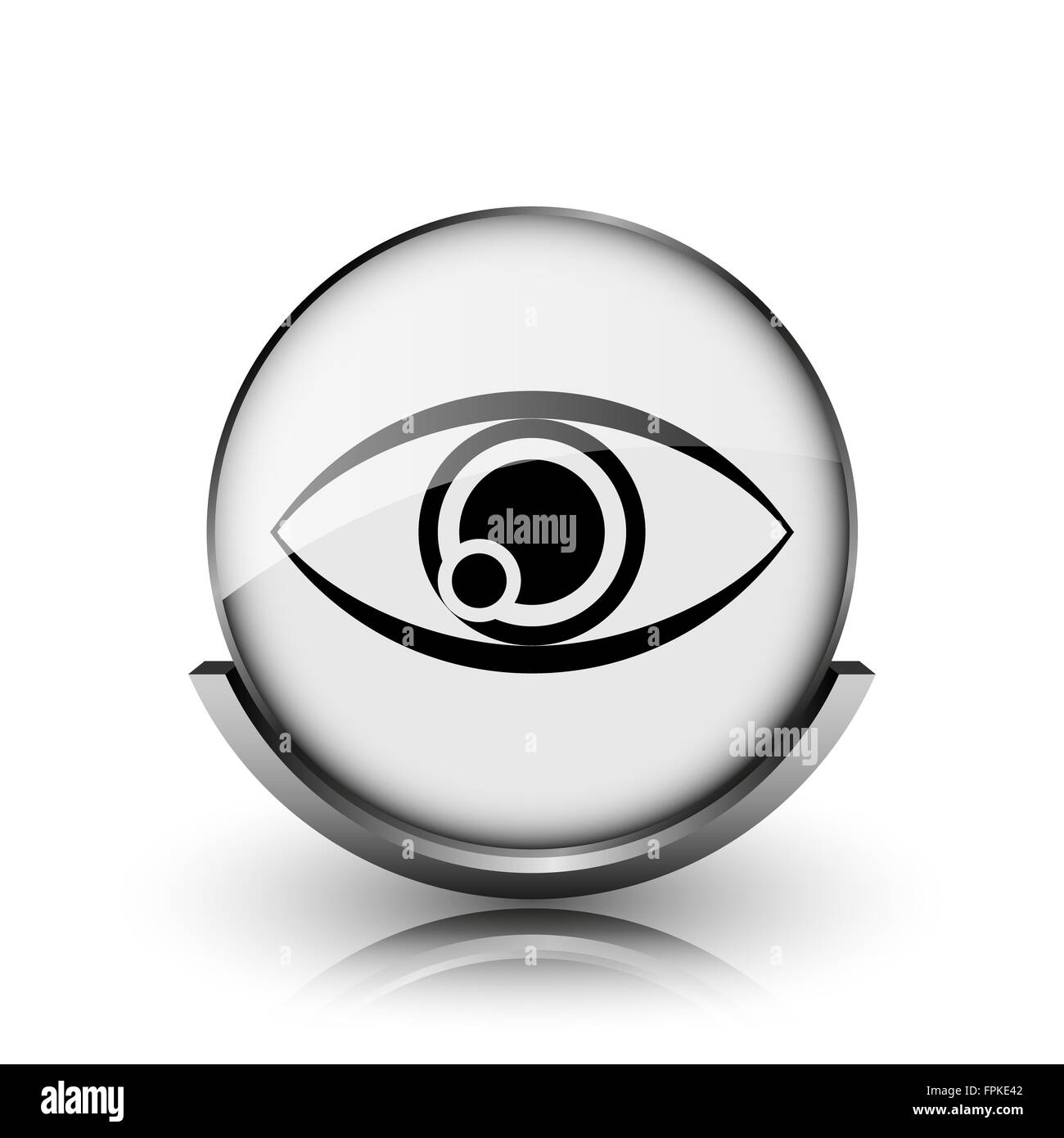 Eye icon. Shiny glossy internet button on white background Stock Photo ...