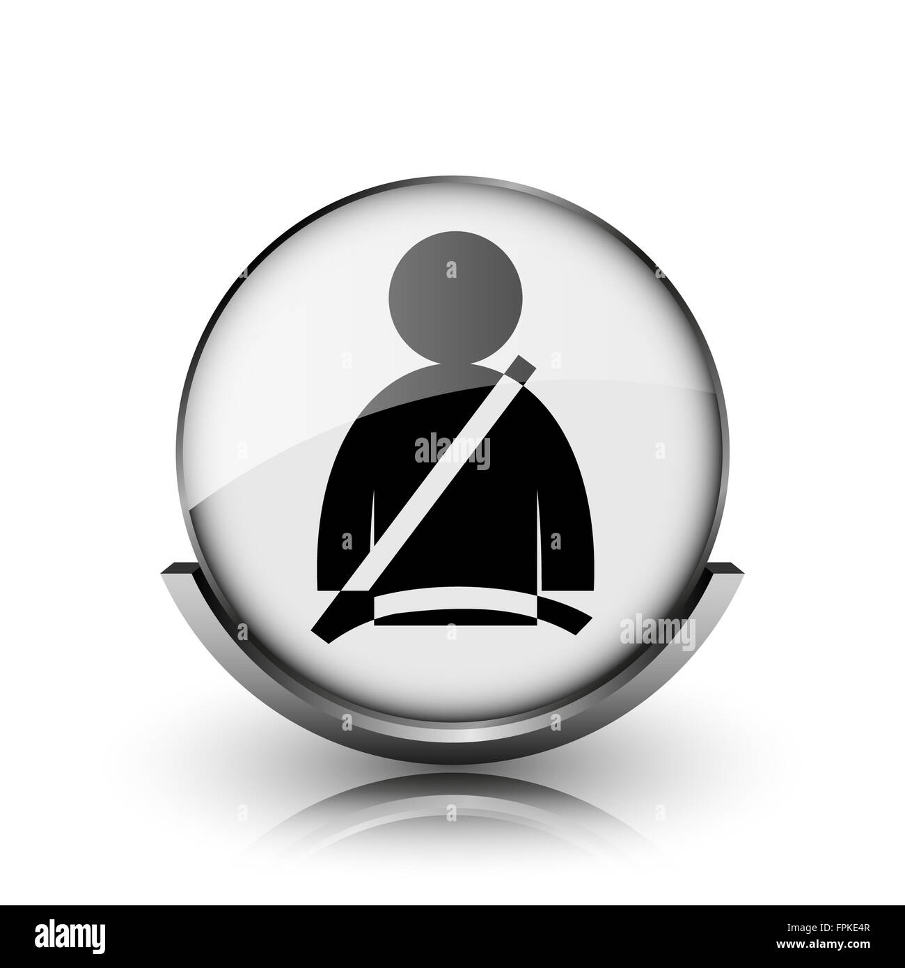 Safety belt icon. Shiny glossy internet button on white background ...