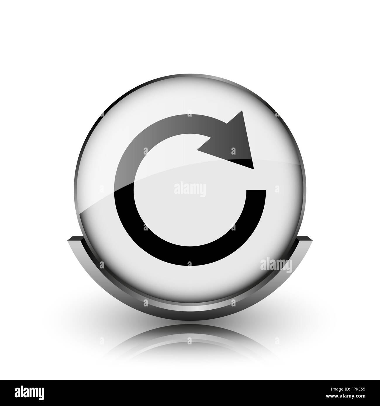 Reload one arrow icon. Shiny glossy internet button on white background ...