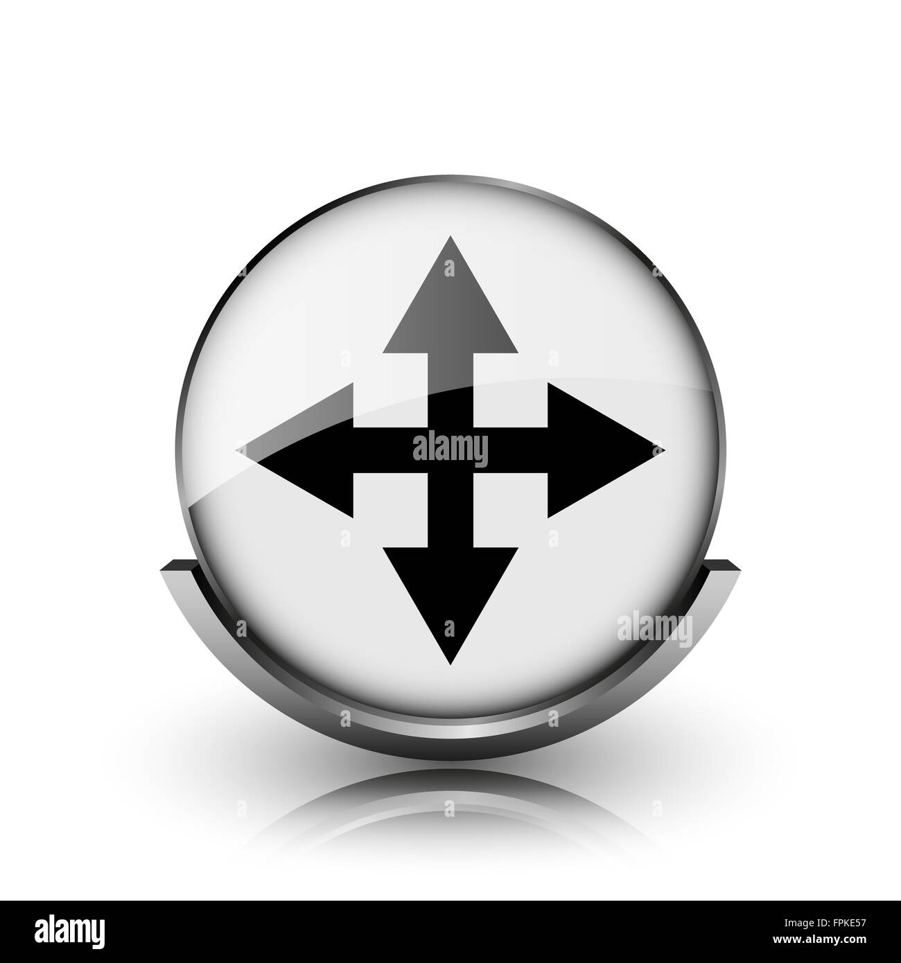 Full screen icon. Shiny glossy internet button on white background ...