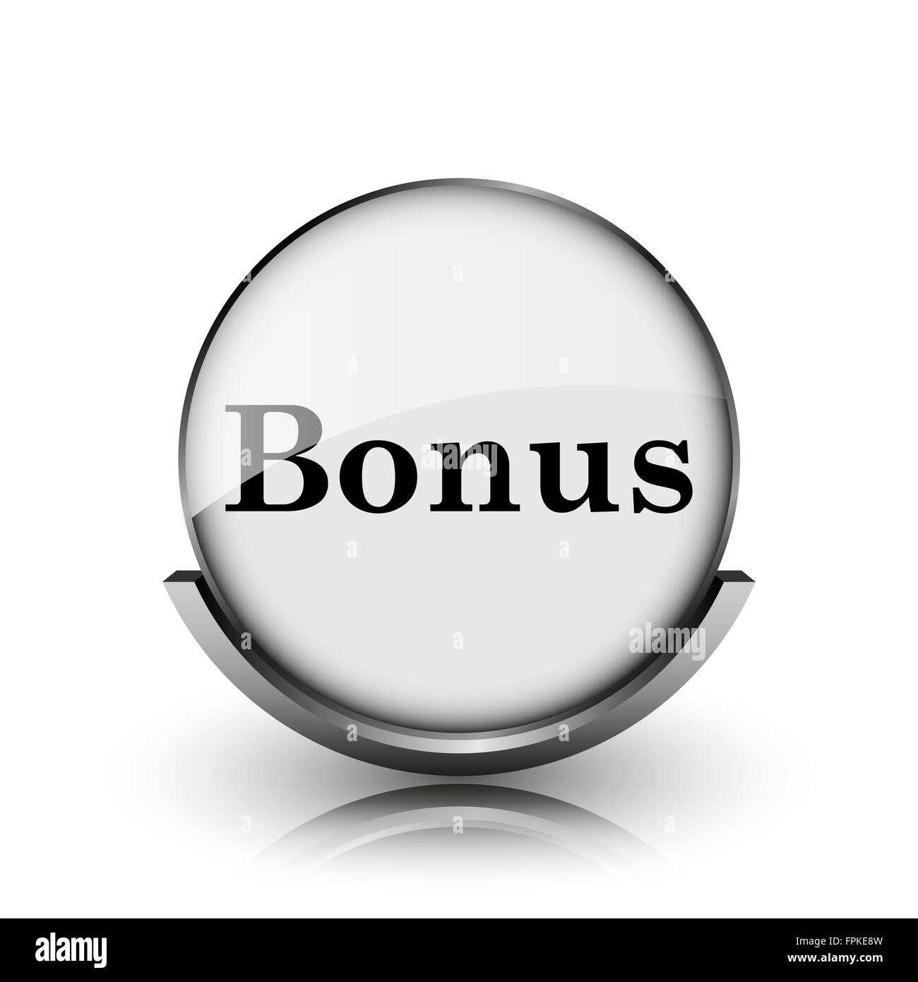 Bonus icon. Shiny glossy internet button on white background Stock ...