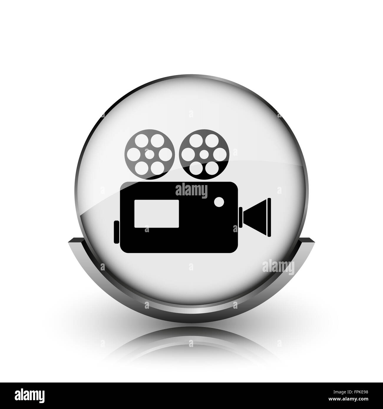 Video camera icon. Shiny glossy internet button on white background ...