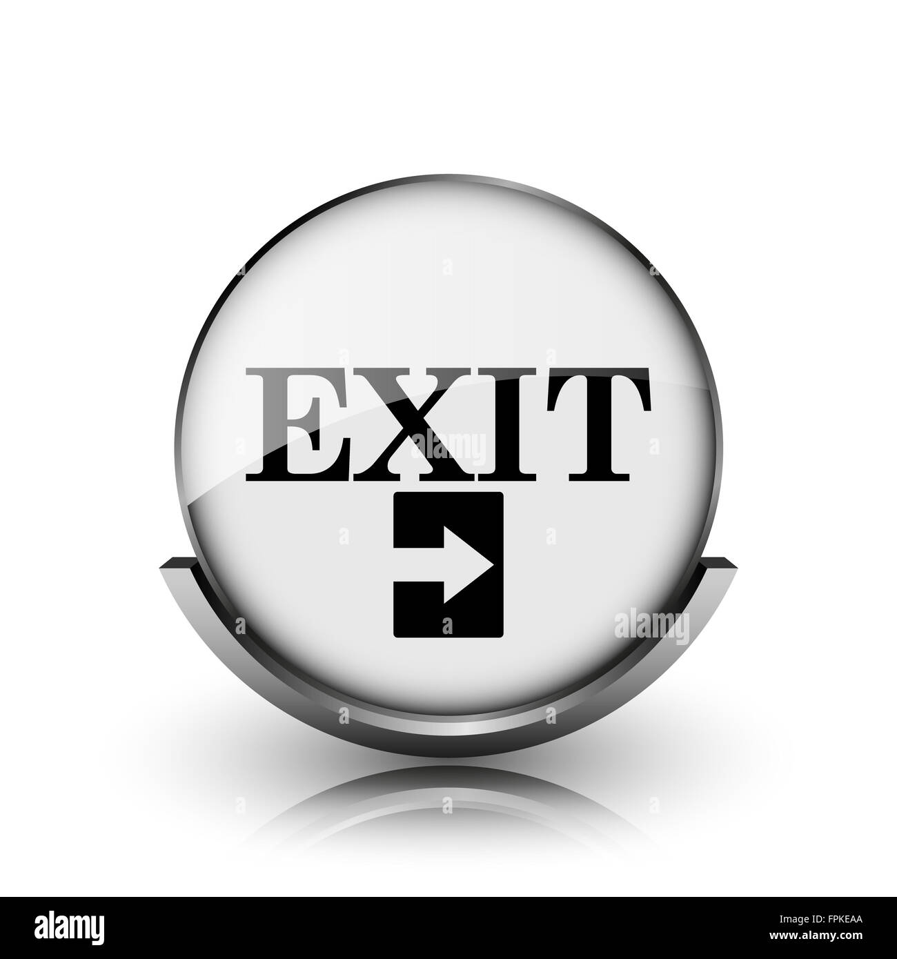 Exit icon. Shiny glossy internet button on white background Stock Photo ...