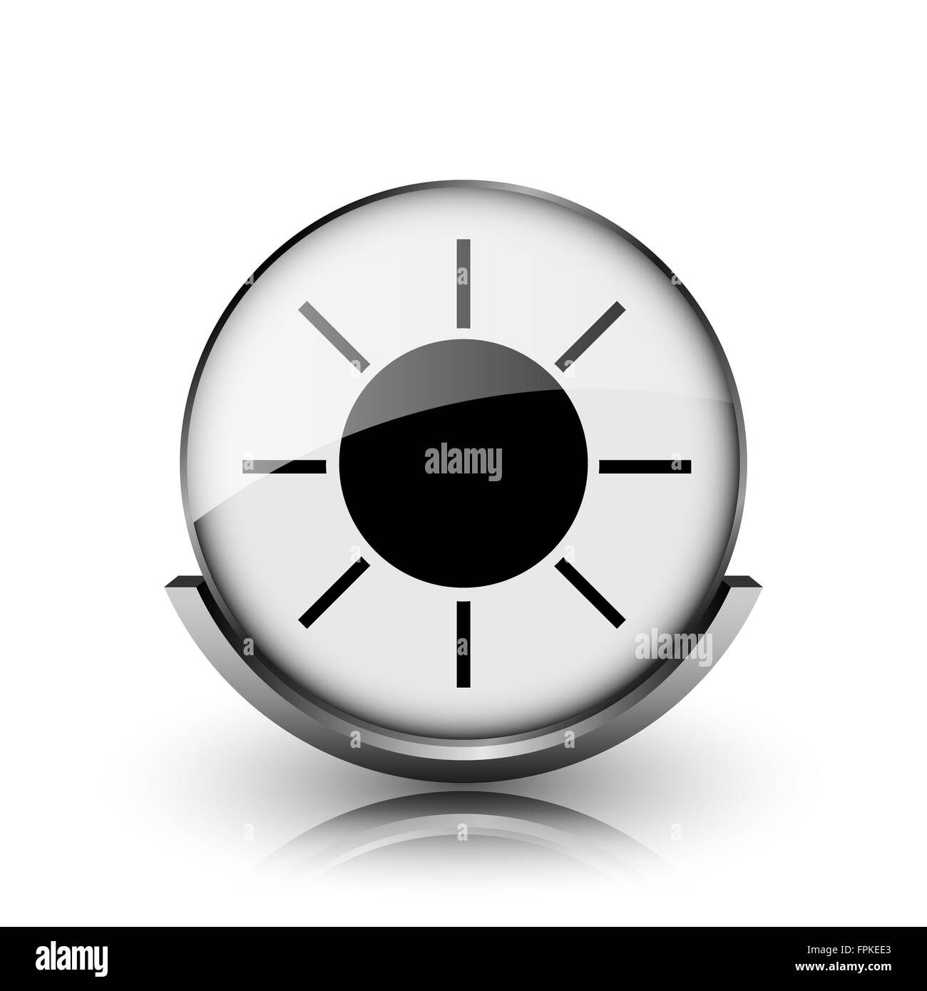 Sun icon. Shiny glossy internet button on white background Stock Photo ...