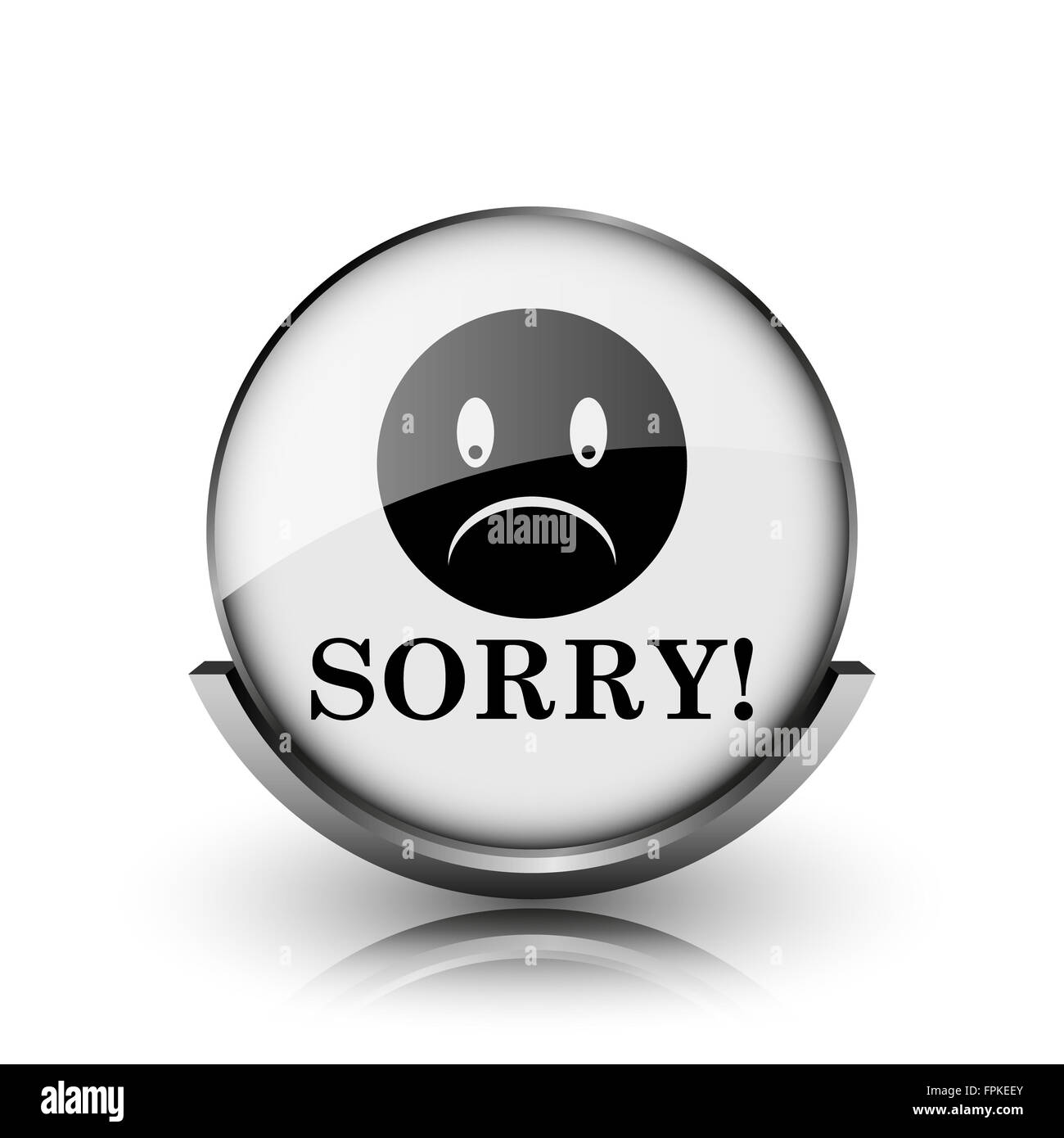 Sorry icon. Shiny glossy internet button on white background Stock ...