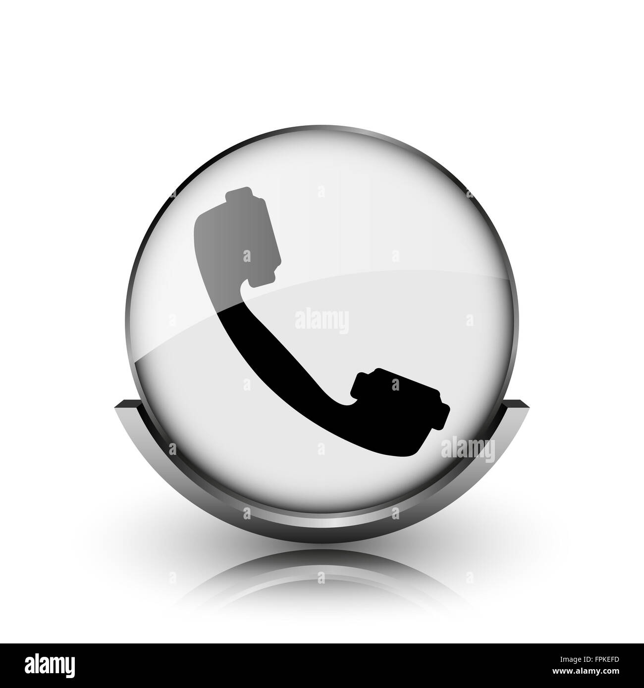 Phone icon. Shiny glossy internet button on white background Stock ...