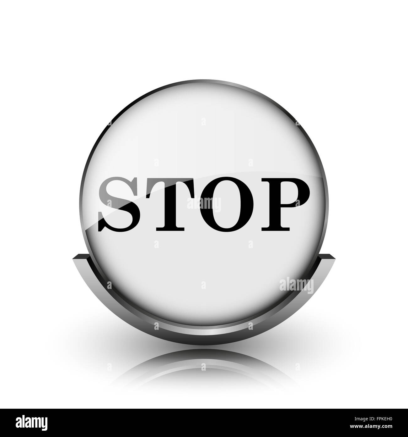 Stop icon. Shiny glossy internet button on white background Stock Photo ...