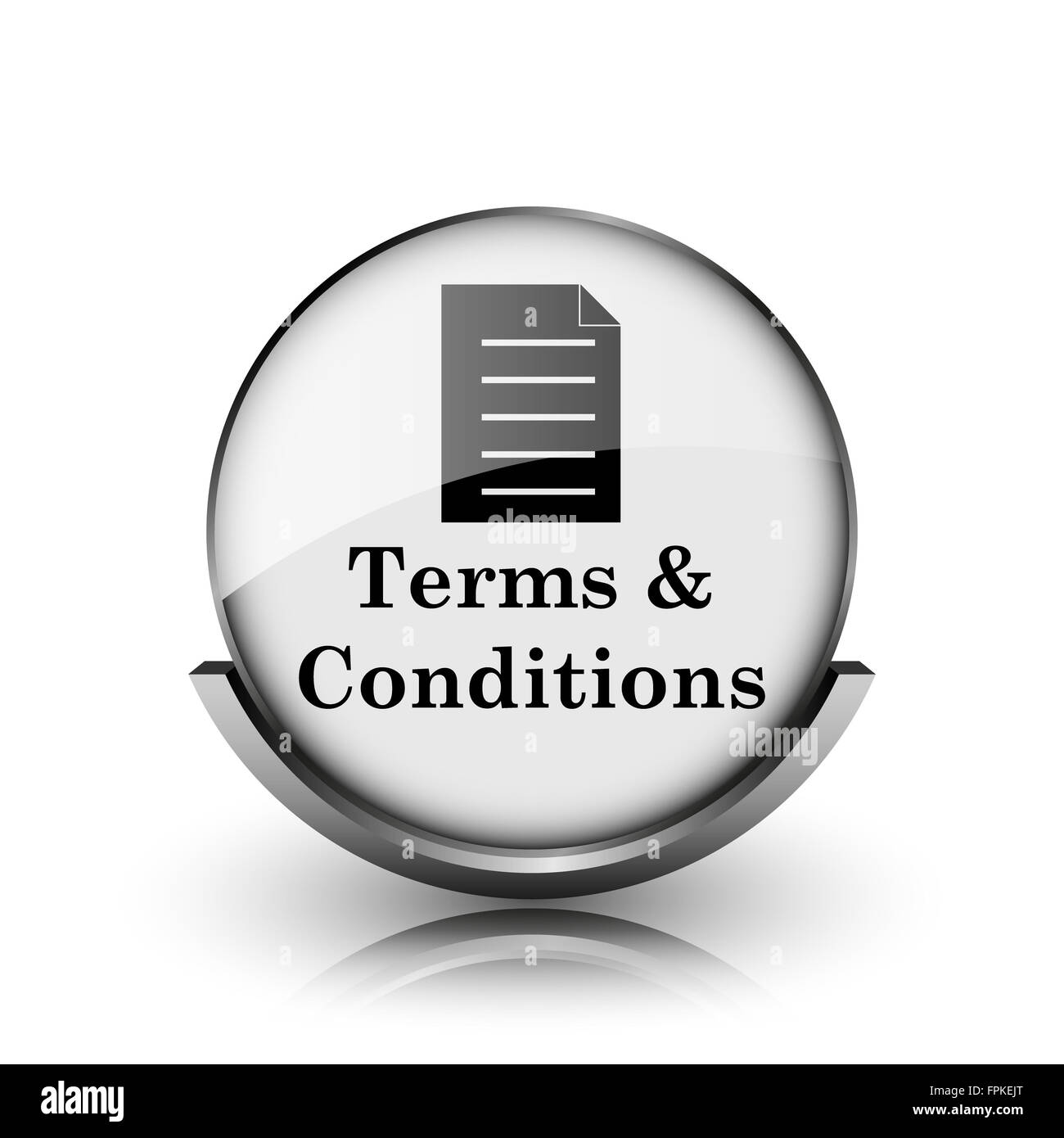 Terms and conditions icon. Shiny glossy internet button on white ...