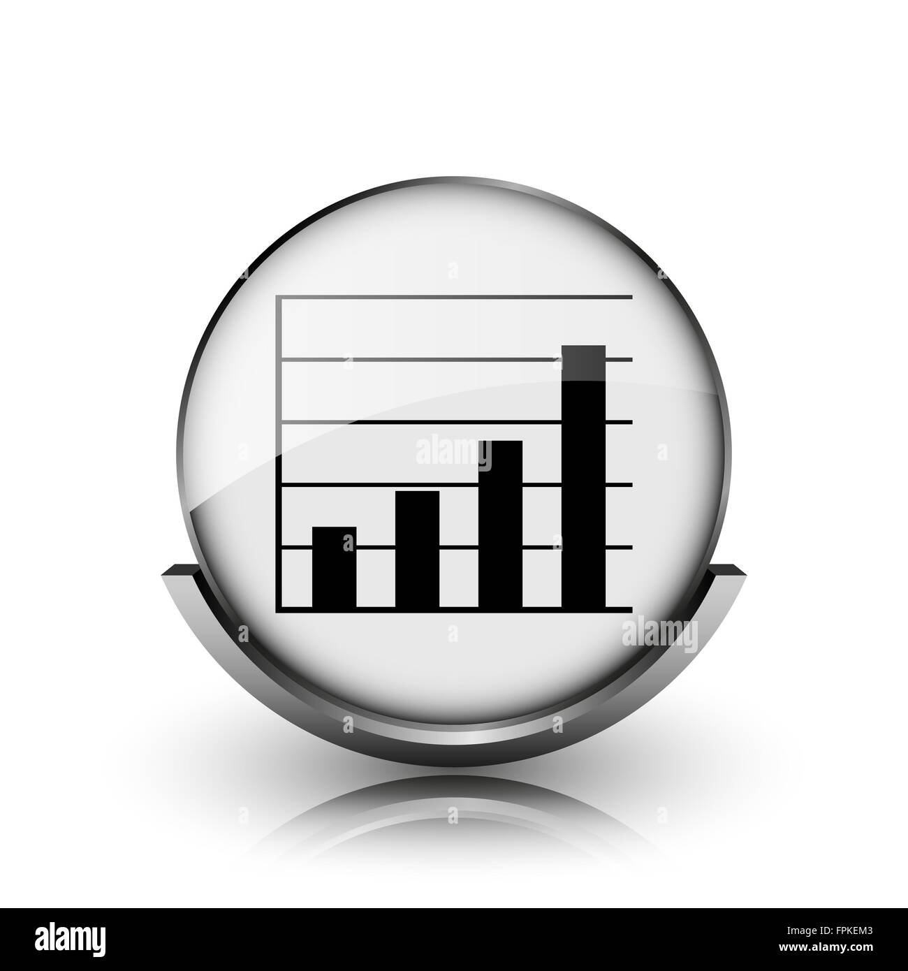 Chart bars icon. Shiny glossy internet button on white background Stock ...