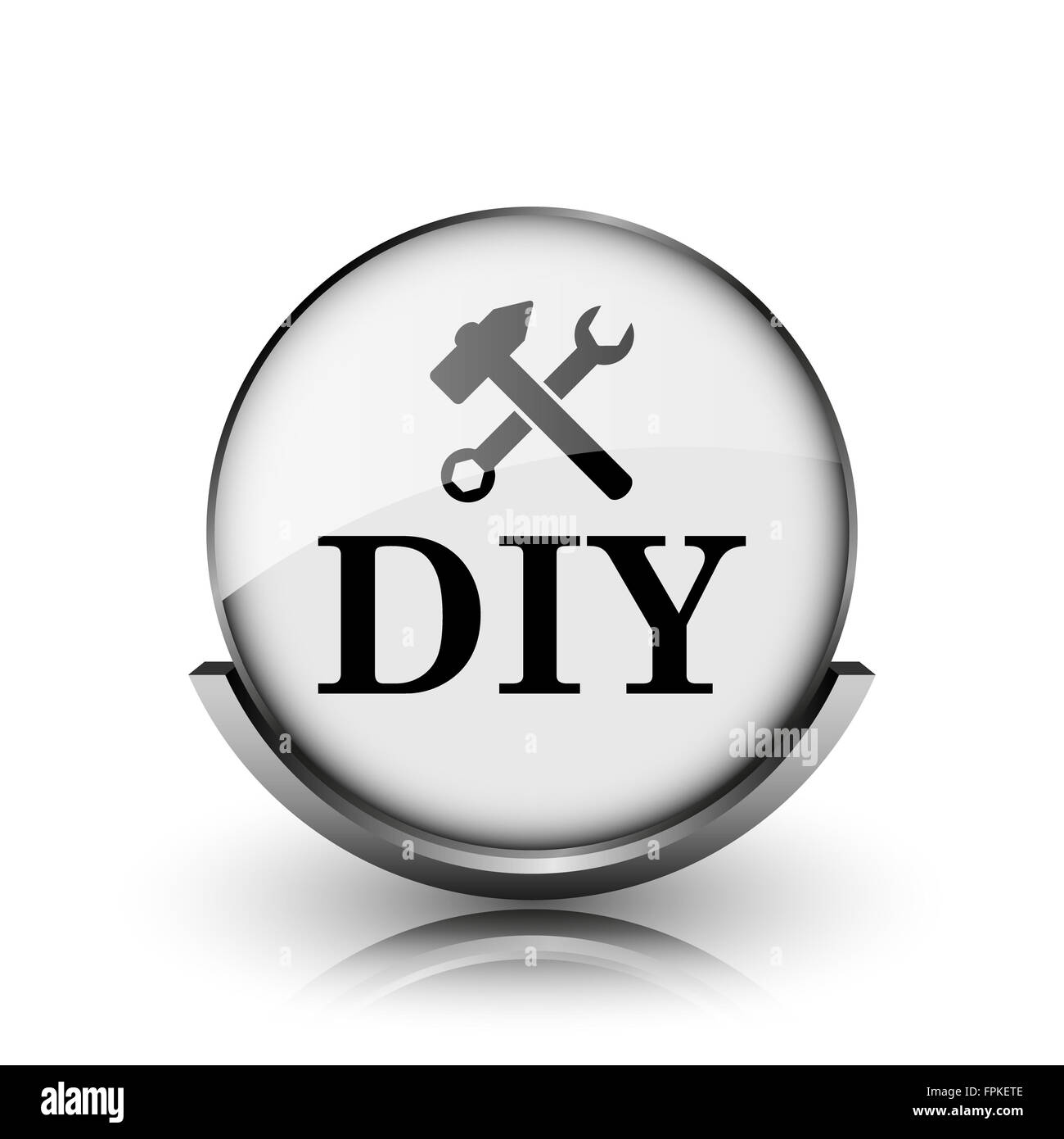 DIY icon. Shiny glossy internet button on white background Stock Photo ...