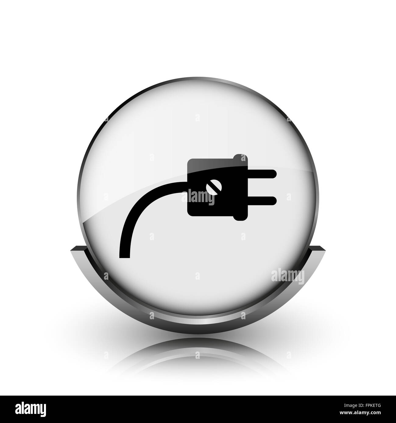 Plug icon. Shiny glossy internet button on white background Stock Photo ...