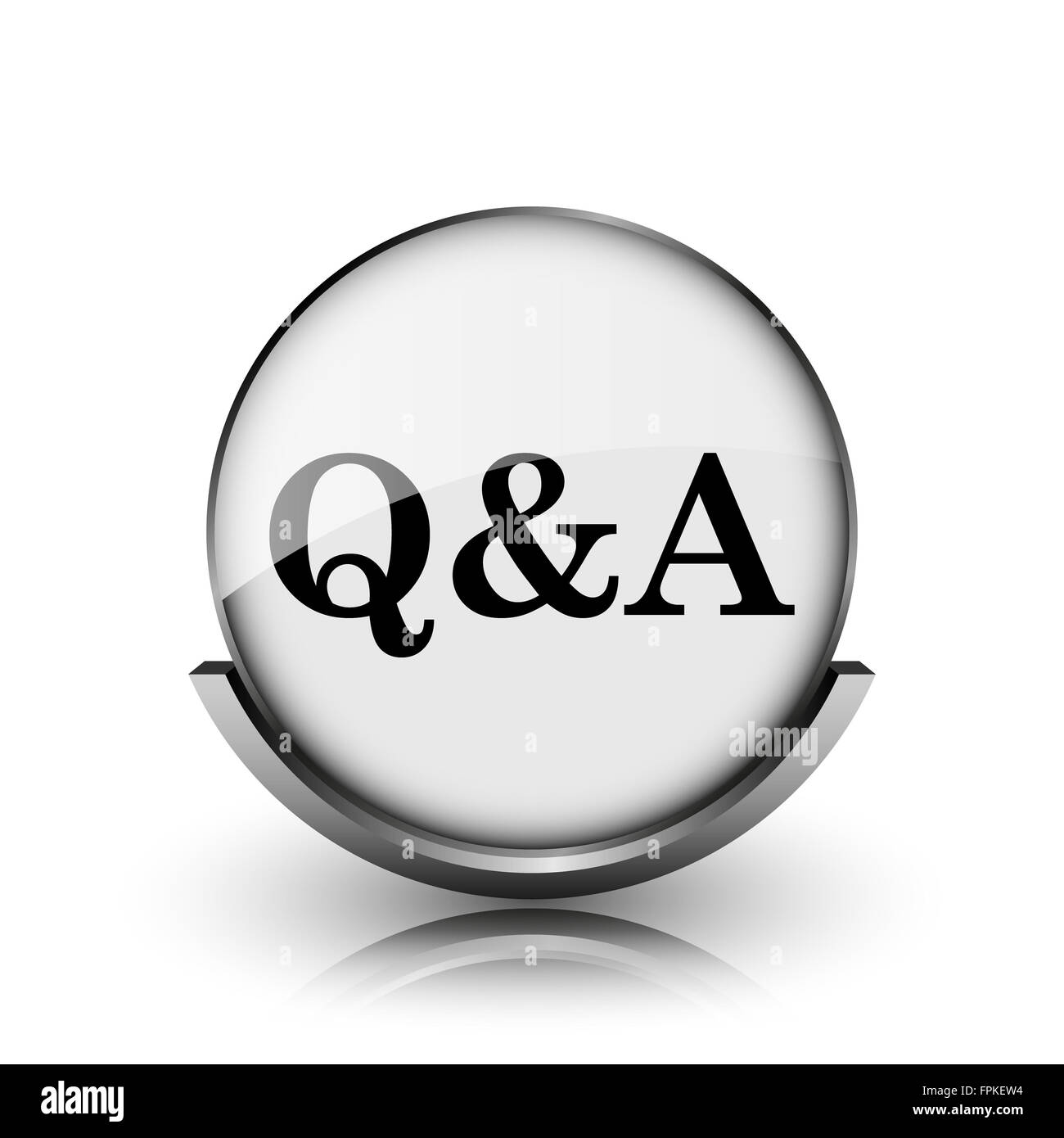 Q&A icon. Shiny glossy internet button on white background Stock Photo ...