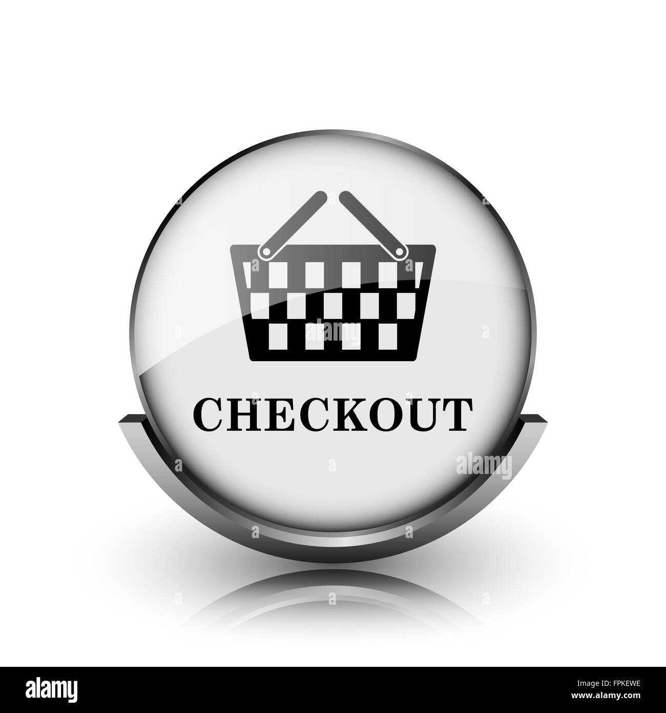 Checkout icon. Shiny glossy internet button on white background Stock ...
