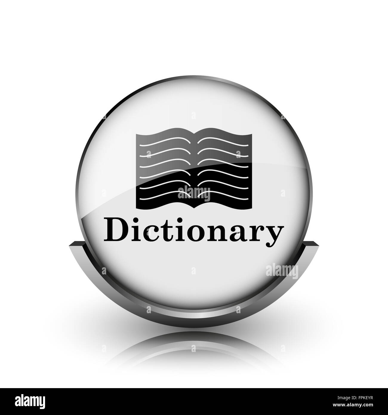 Dictionary icon. Shiny glossy internet button on white background Stock ...