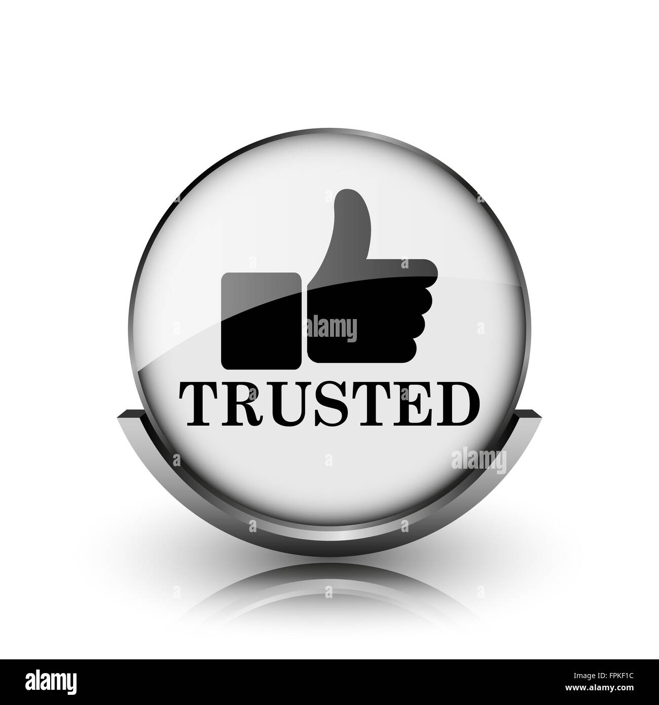 Trusted icon. Shiny glossy internet button on white background Stock ...