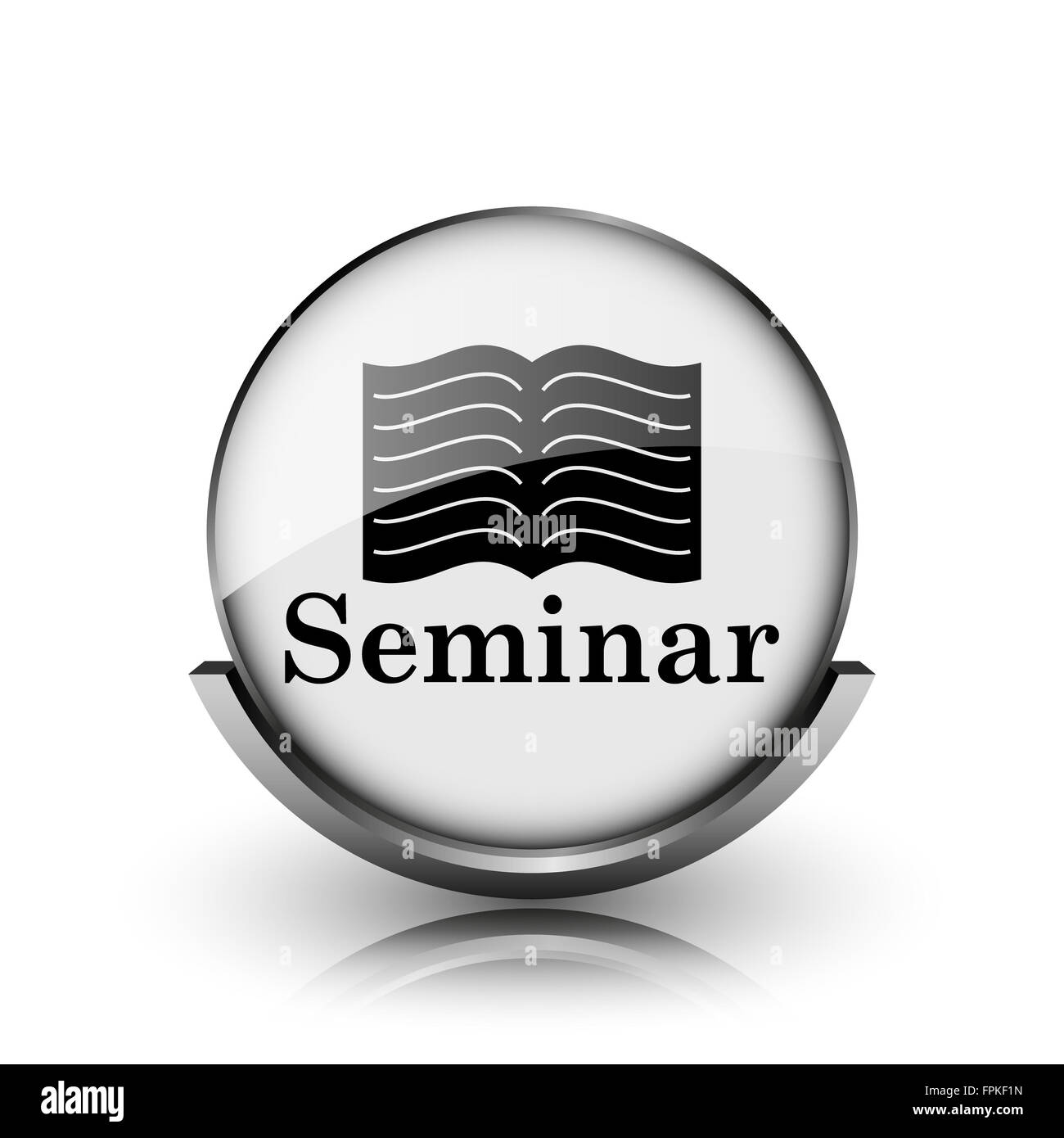 Seminar icon. Shiny glossy internet button on white background Stock ...