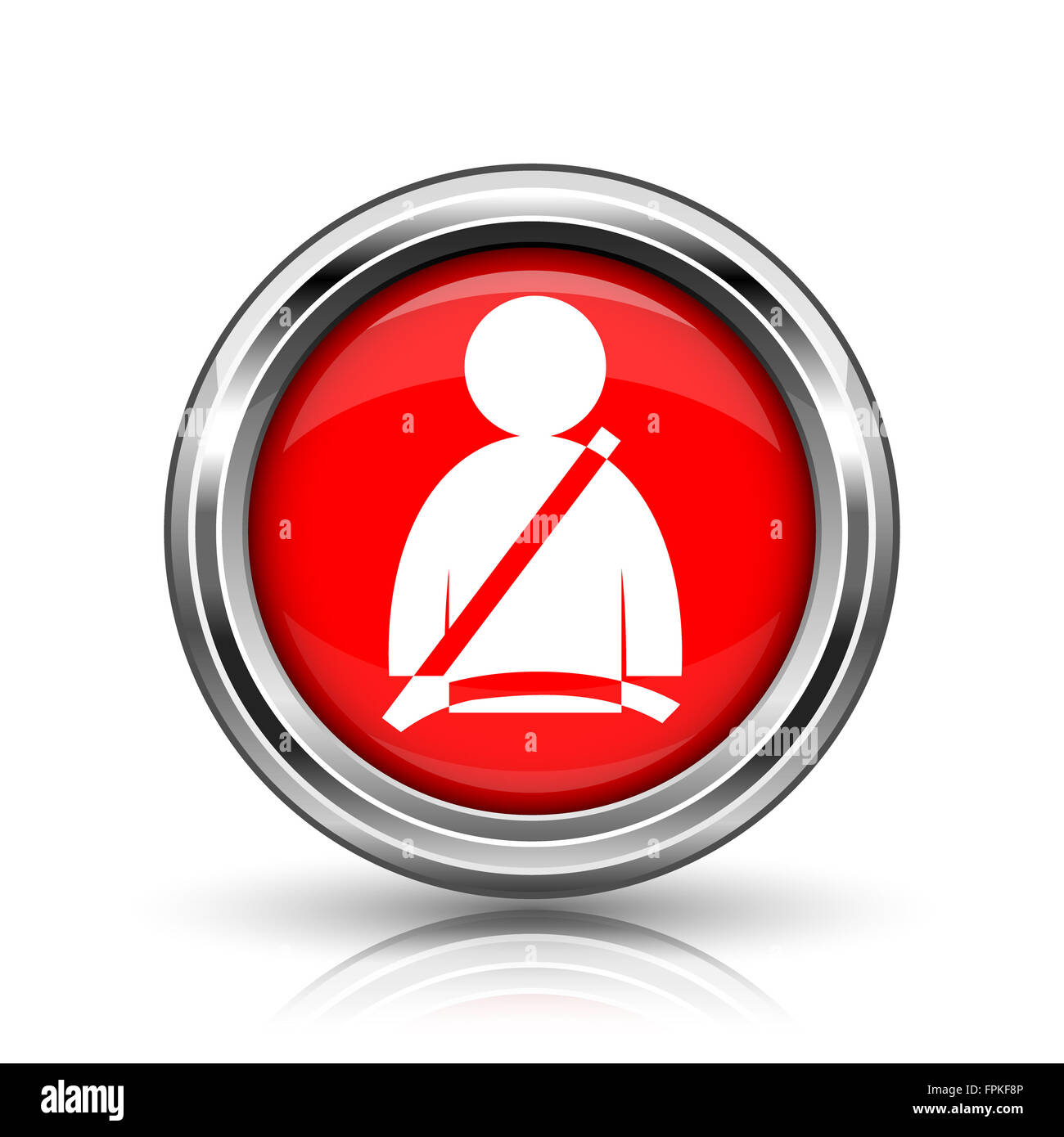 Safety belt icon. Shiny glossy internet button on white background ...