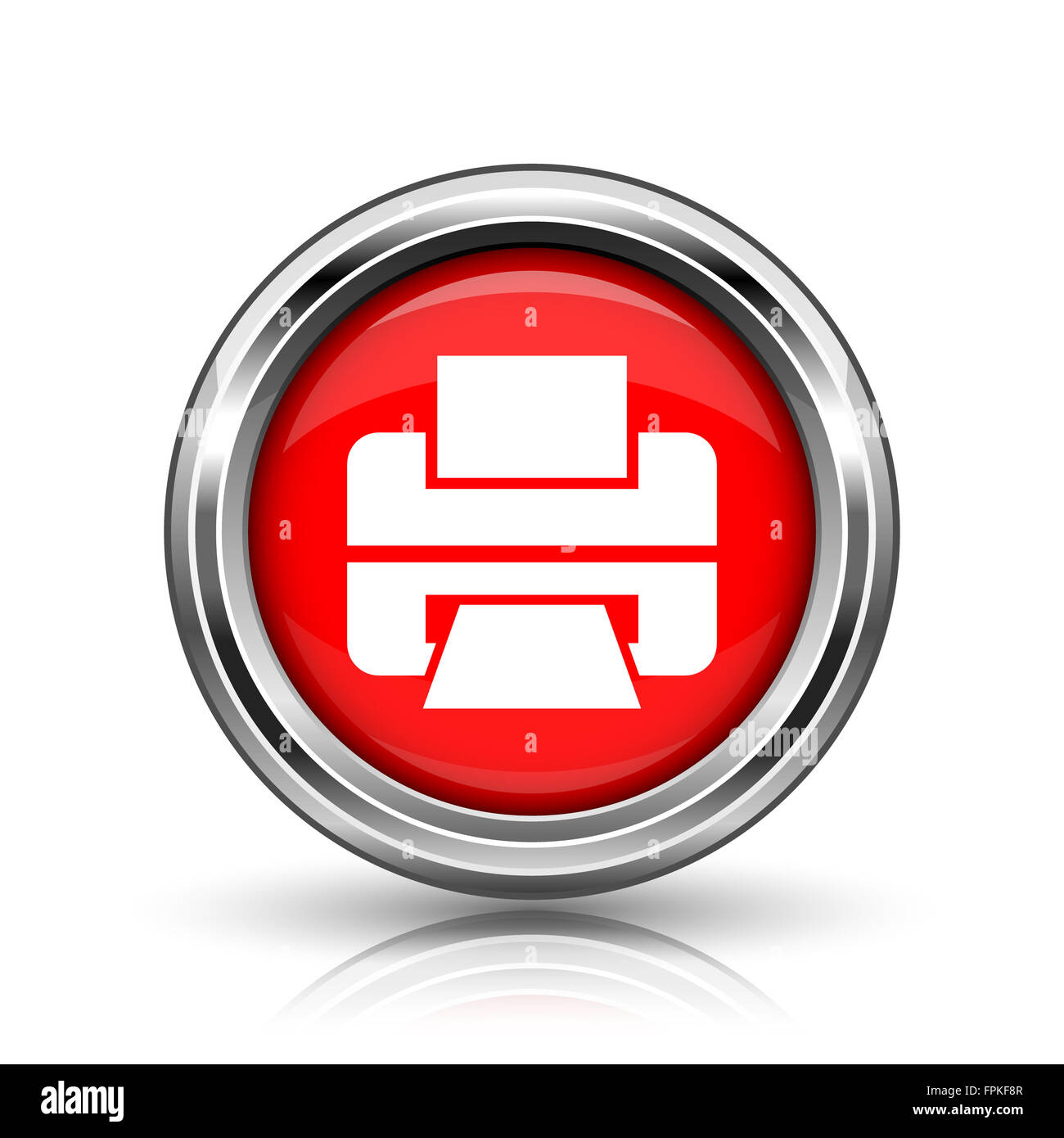 Printer icon. Shiny glossy internet button on white background Stock ...
