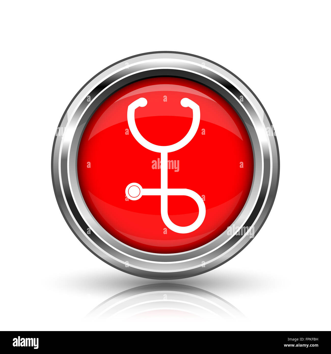 Stethoscope icon. Shiny glossy internet button on white background ...