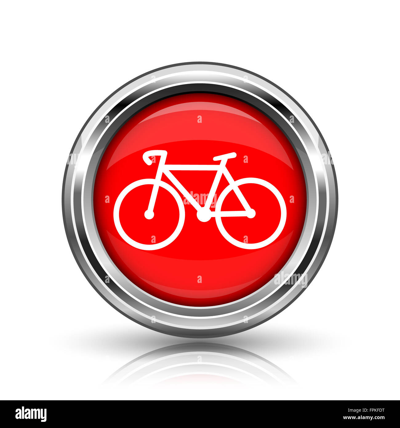 Bicycle icon. Shiny glossy internet button on white background Stock ...