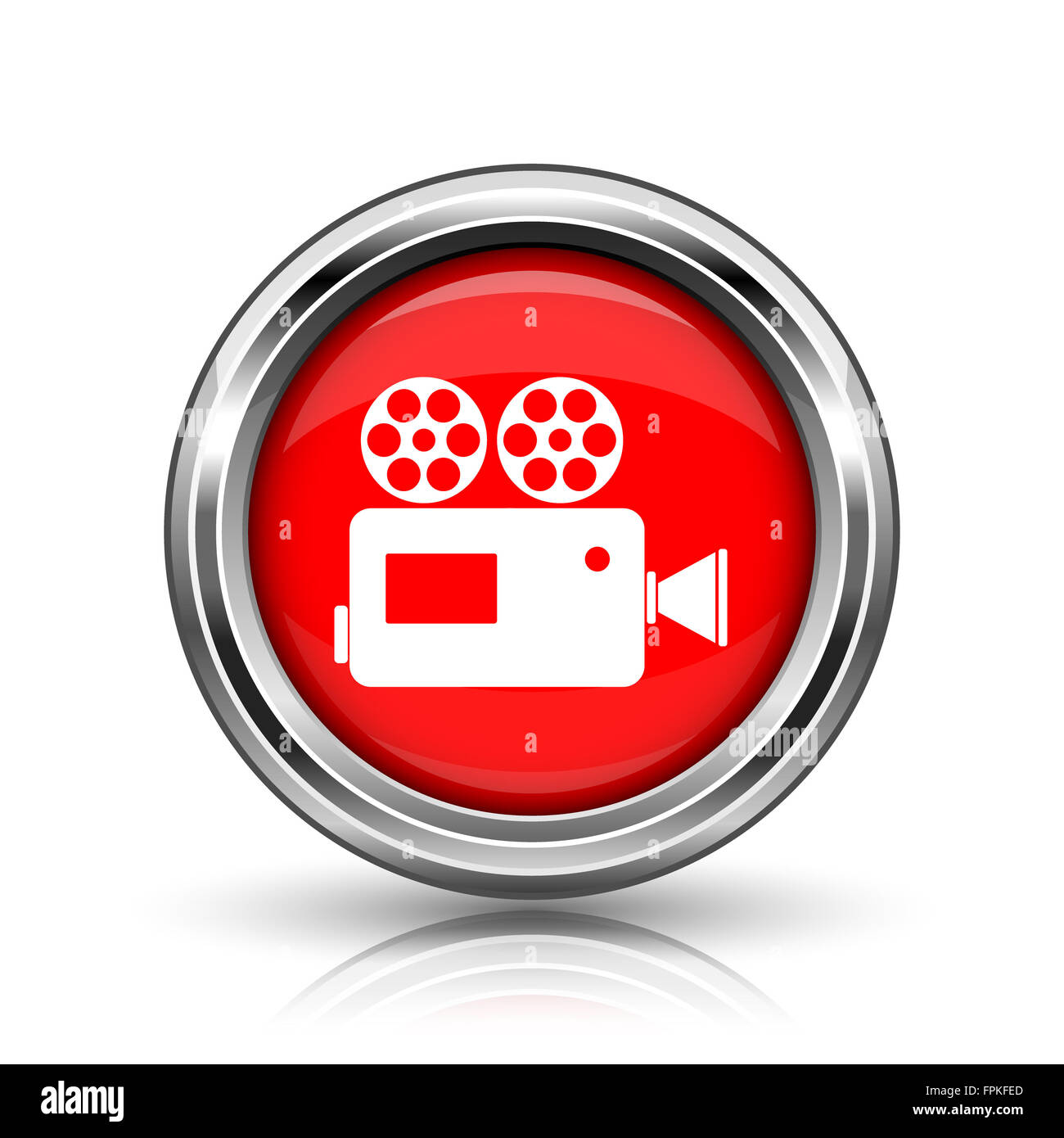 Video camera icon. Shiny glossy internet button on white background ...