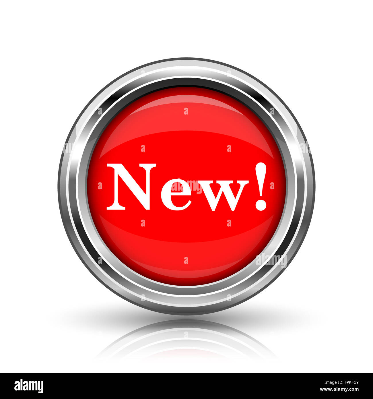 New icon. Shiny glossy internet button on white background Stock Photo ...