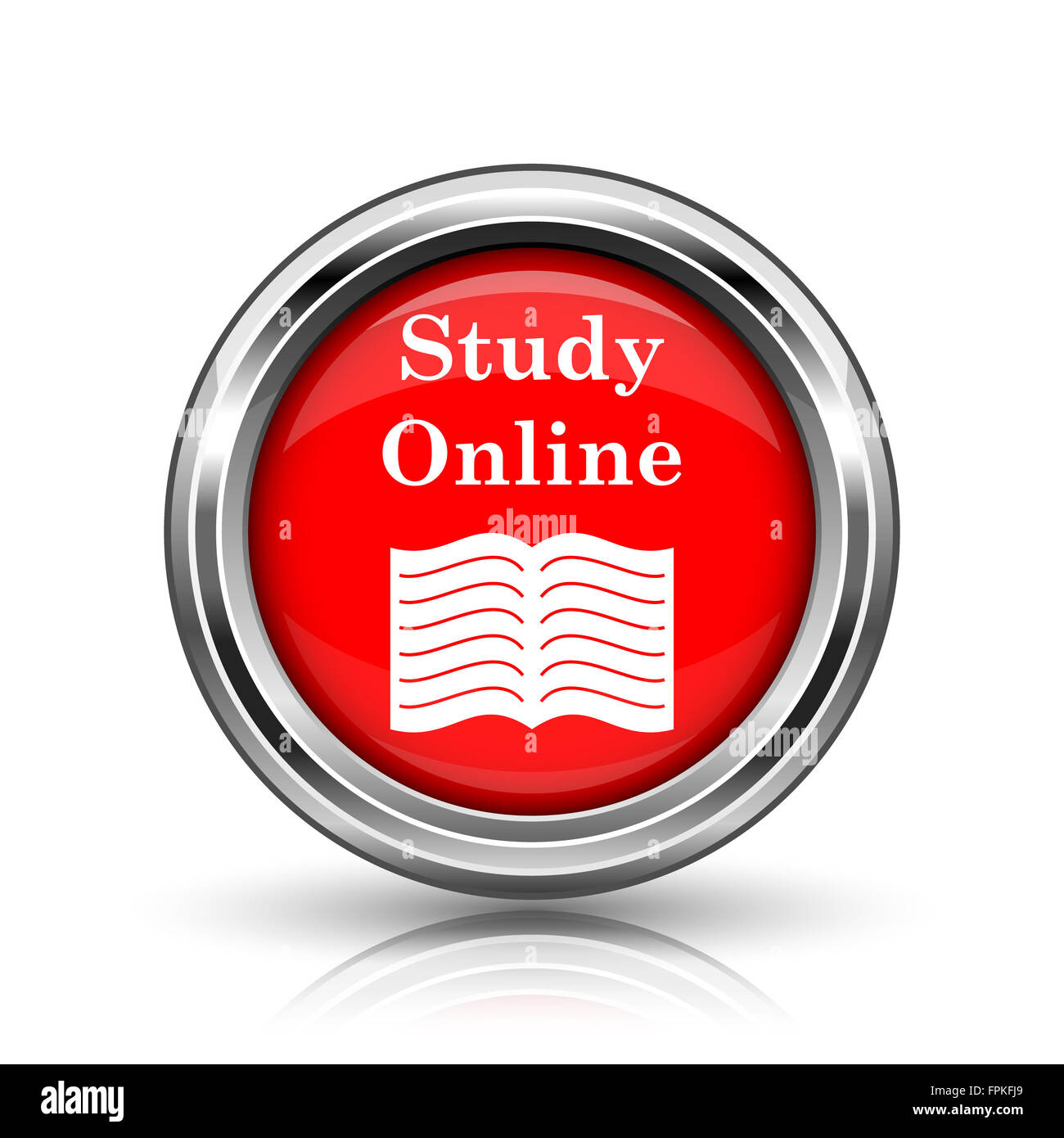 Study online icon. Shiny glossy internet button on white background ...