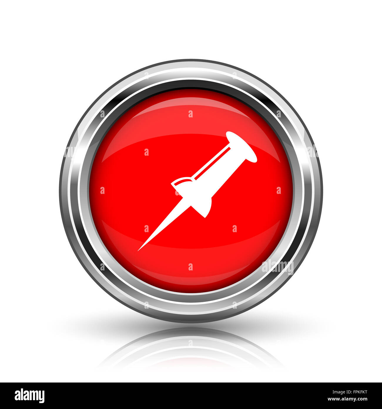 Pin icon. Shiny glossy internet button on white background Stock Photo ...
