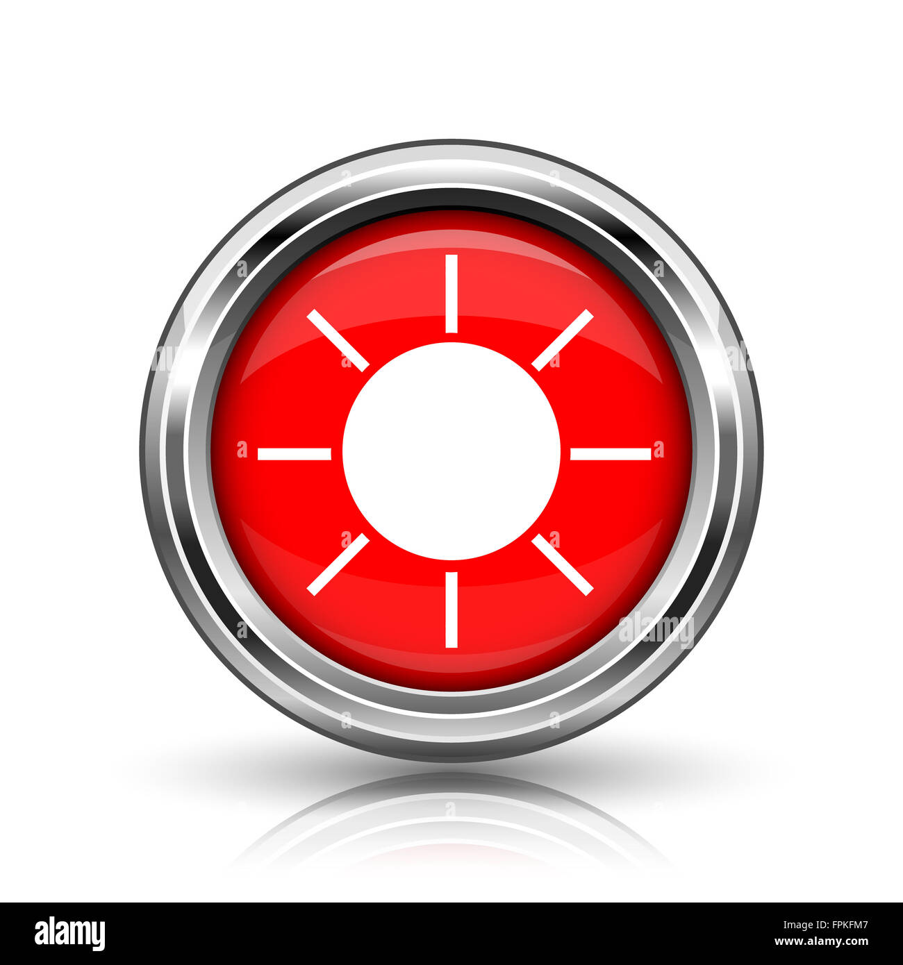 Sun icon. Shiny glossy internet button on white background Stock Photo ...