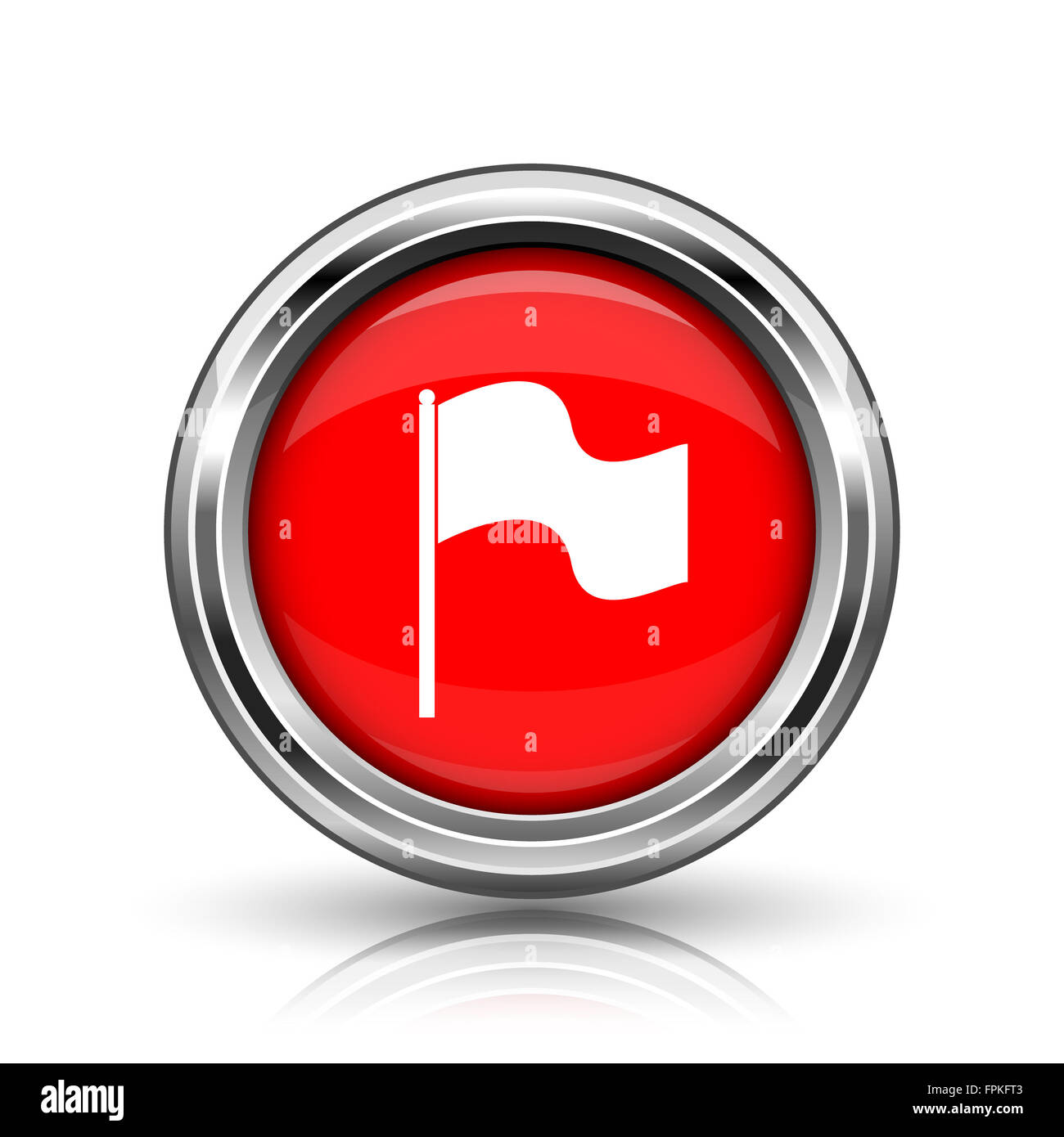 Flag icon. Shiny glossy internet button on white background Stock Photo ...
