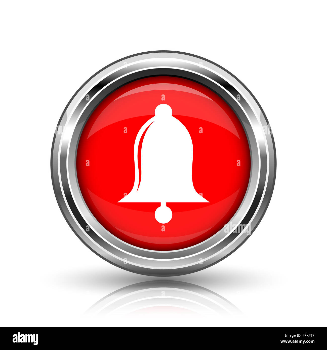Bell icon. Shiny glossy internet button on white background Stock Photo ...