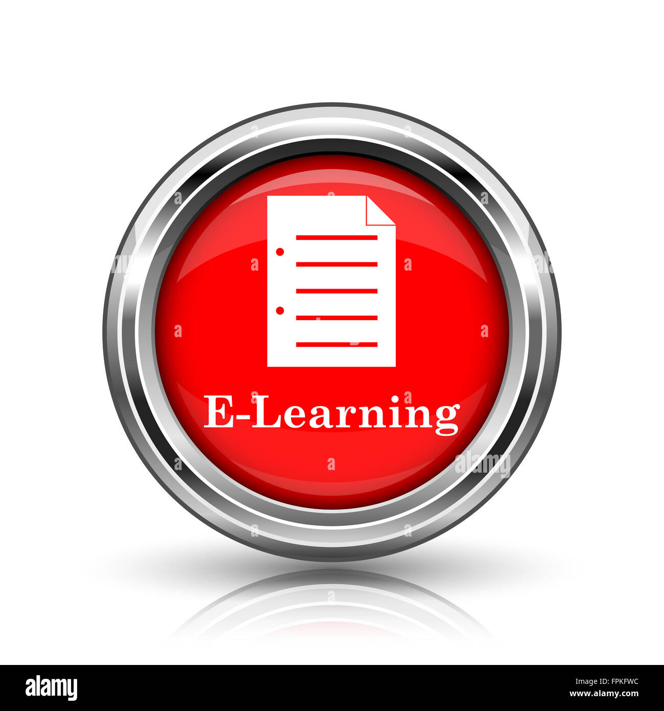 E-learning icon. Shiny glossy internet button on white background Stock ...