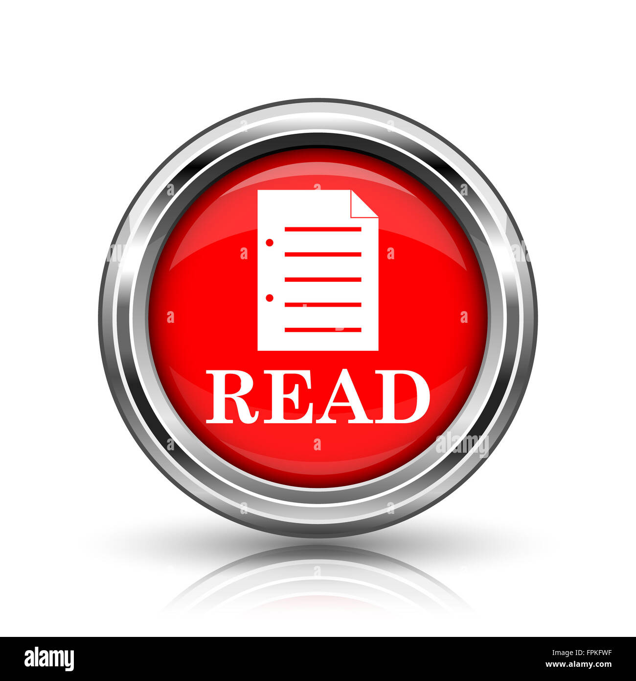 Read icon. Shiny glossy internet button on white background Stock Photo ...