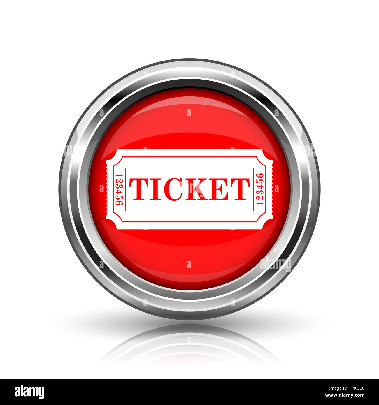 Cinema ticket icon. Shiny glossy internet button on white background ...