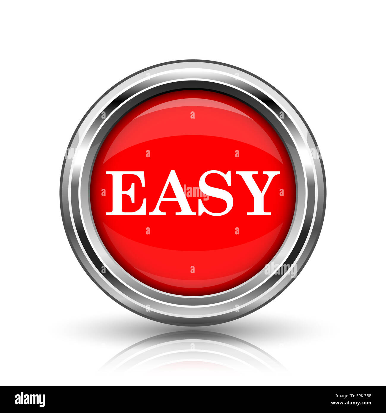 Easy icon. Shiny glossy internet button on white background Stock Photo ...