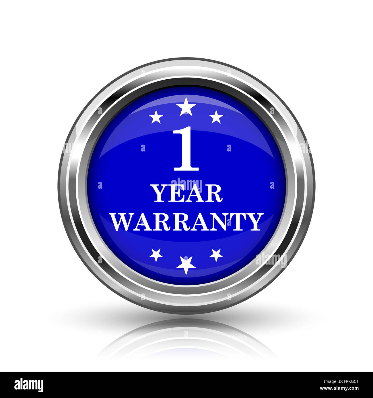 1 year warranty icon. Shiny glossy internet button on white background ...