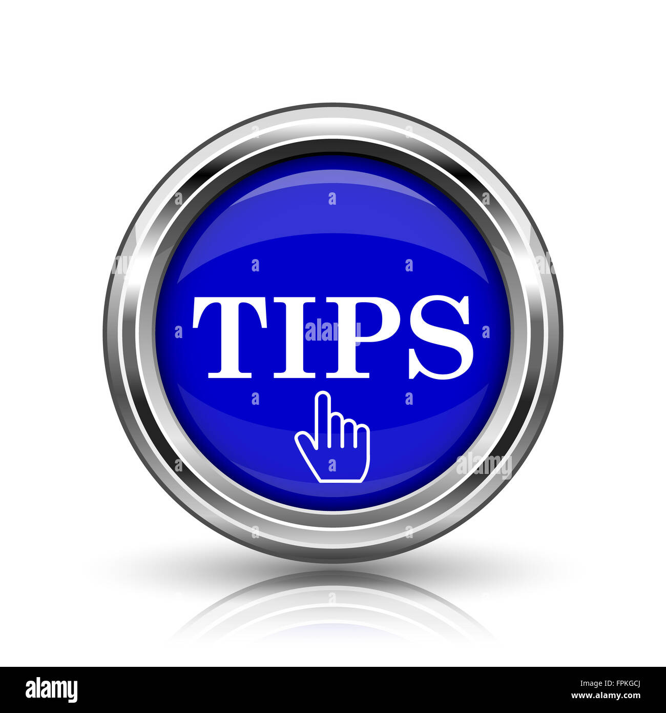 Tips icon. Shiny glossy internet button on white background Stock Photo ...
