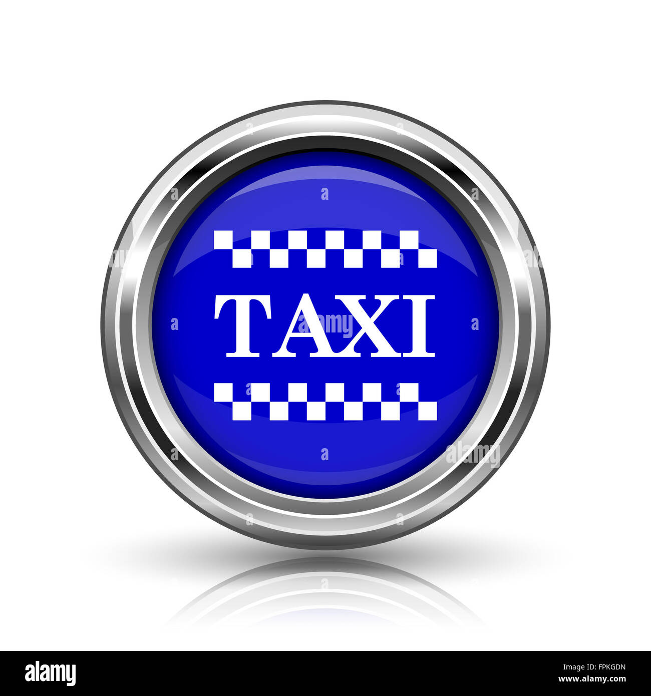 Taxi icon. Shiny glossy internet button on white background. Stock Photo