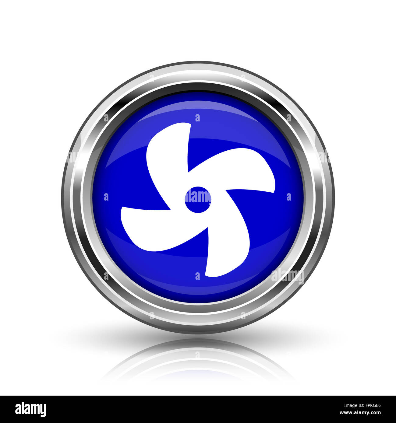 Fan icon. Shiny glossy internet button on white background Stock Photo ...