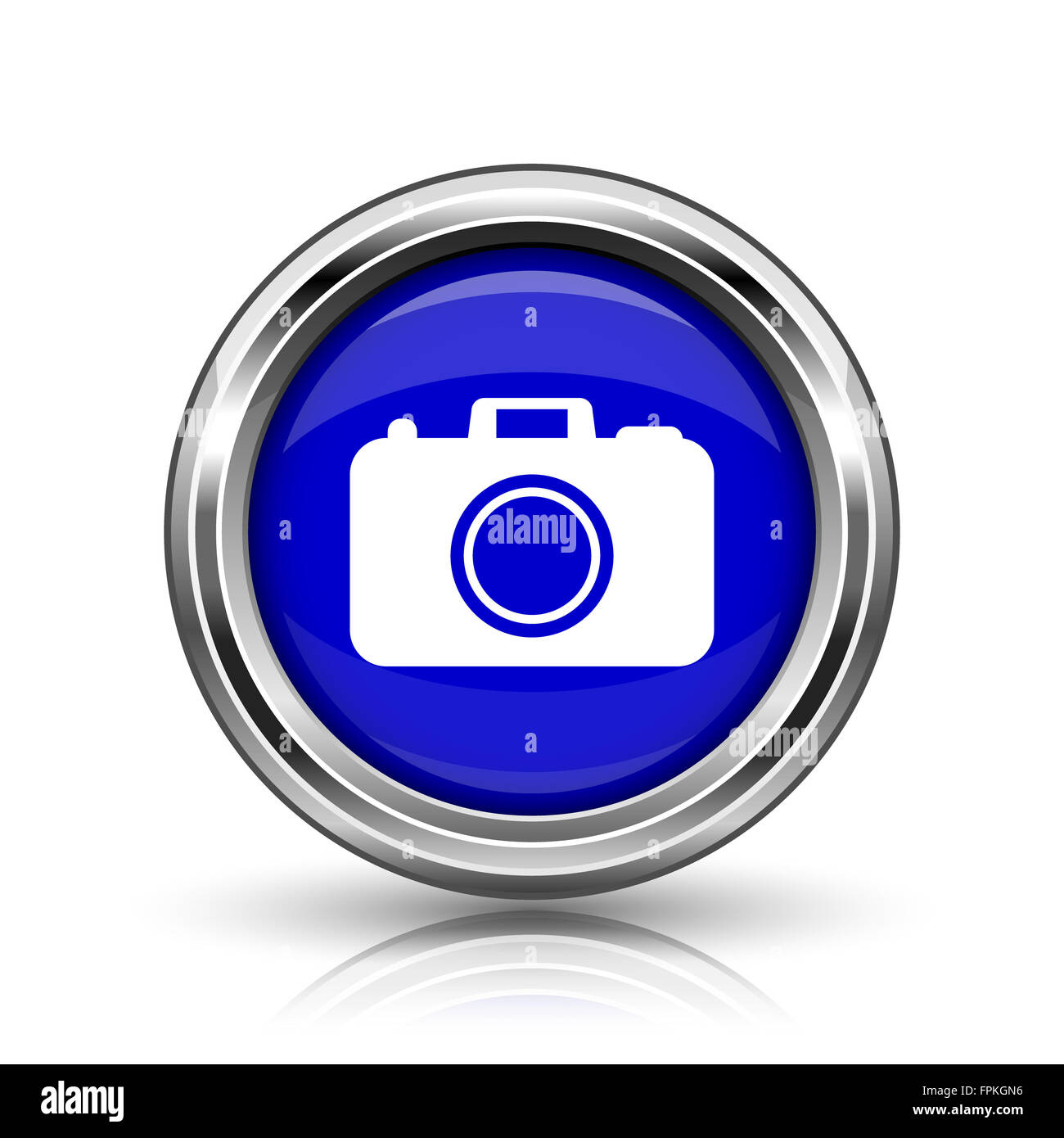 Photo camera icon. Shiny glossy internet button on white background ...