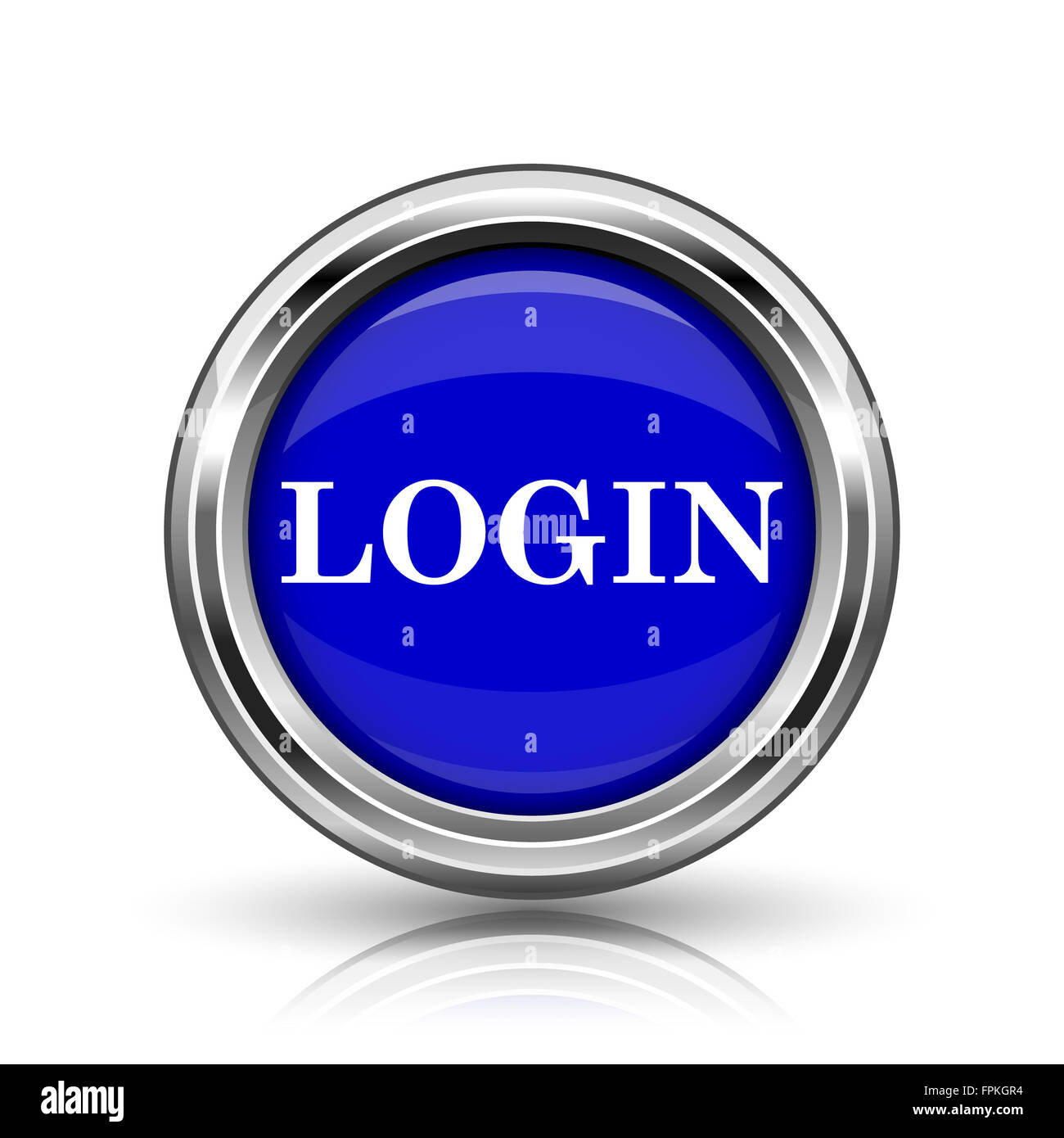 Login icon. Shiny glossy internet button on white background Stock ...