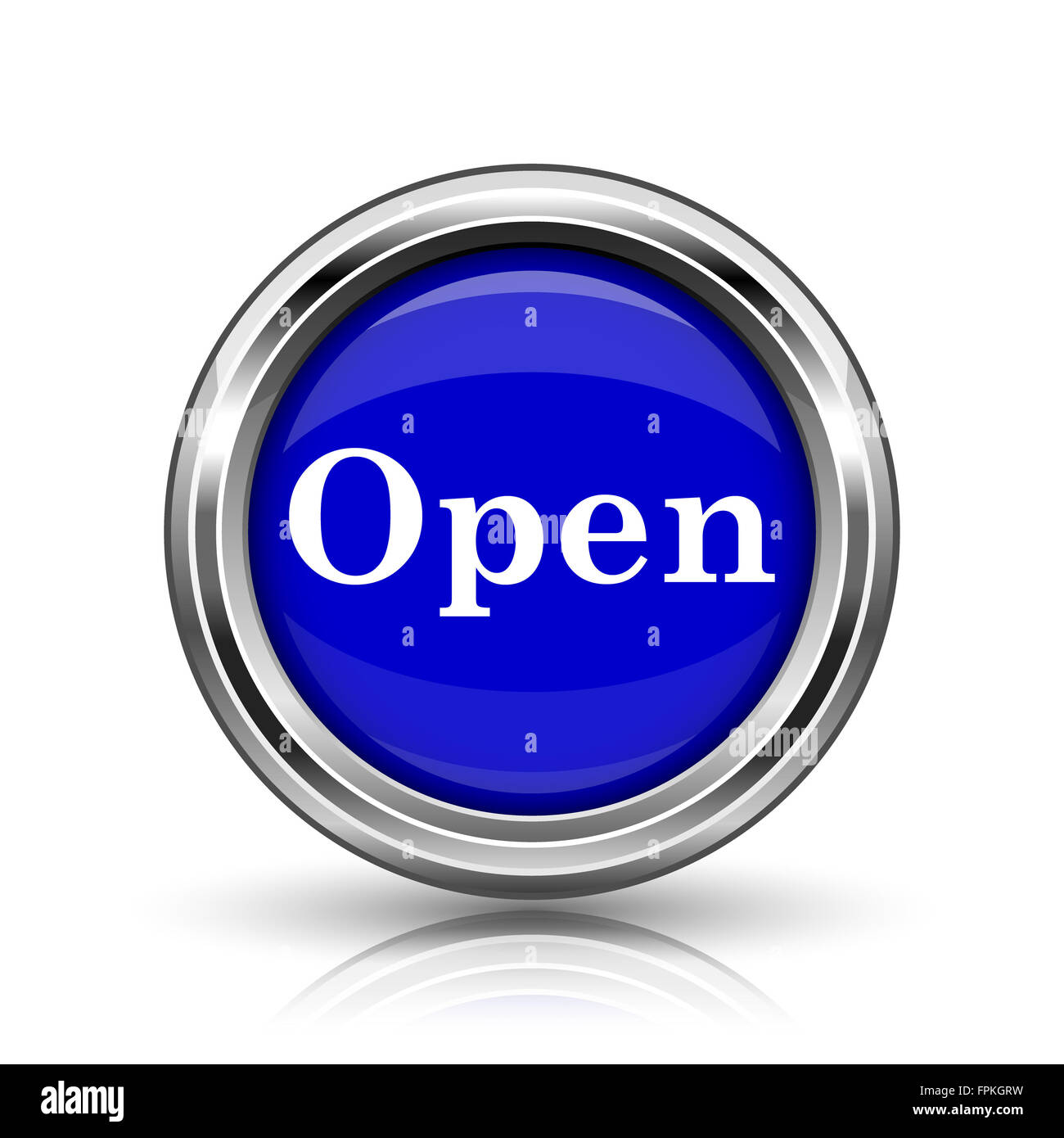 Open icon. Shiny glossy internet button on white background Stock Photo ...
