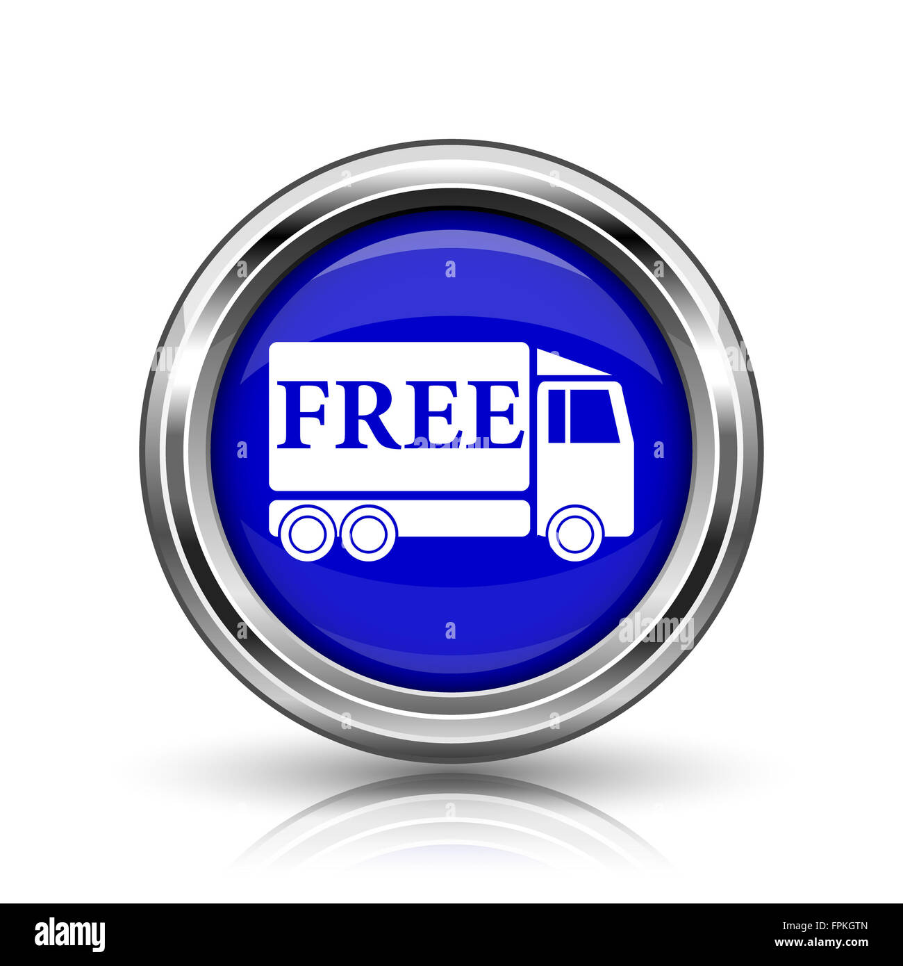 Free delivery truck icon. Shiny glossy internet button on white ...