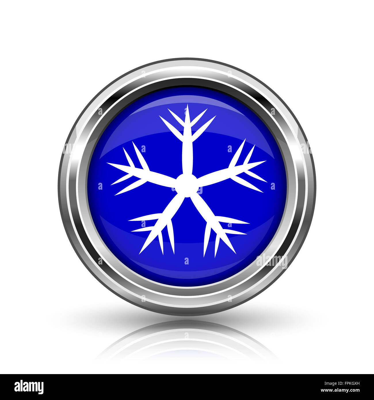 Snowflake icon. Shiny glossy internet button on white background Stock ...