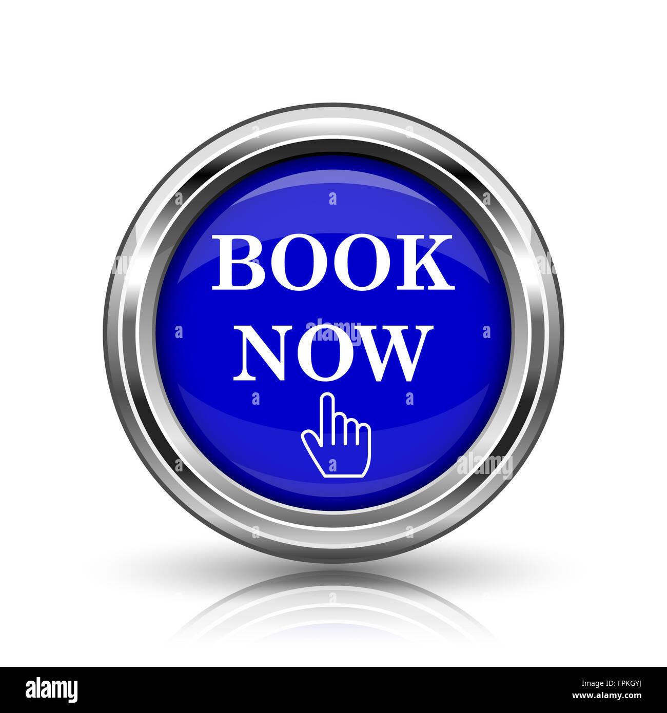 Book now icon. Shiny glossy internet button on white background Stock ...