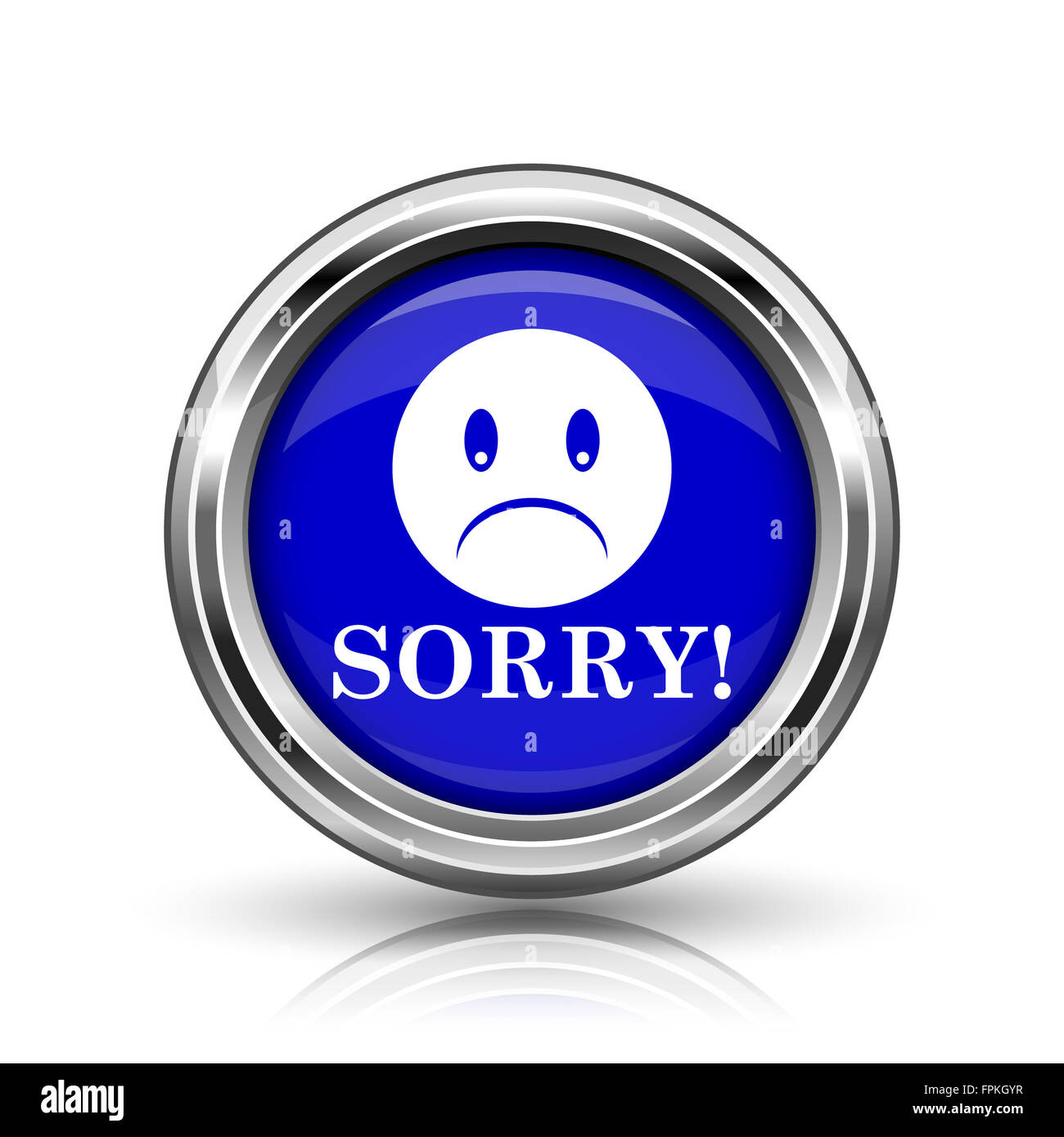 Sorry icon. Shiny glossy internet button on white background Stock ...